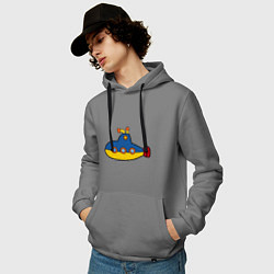 Толстовка-худи хлопковая мужская Подводная лодка, цвет: серый — фото 2
