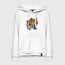 Толстовка-худи хлопковая мужская Злобный Тигр, цвет: белый