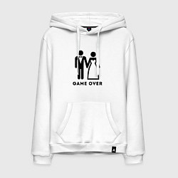 Толстовка-худи хлопковая мужская GAME OVER МОЛОДОЖЕНЫ, цвет: белый