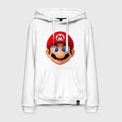 Толстовка-худи хлопковая мужская MarioHead, цвет: белый