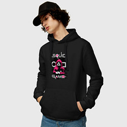 Толстовка-худи хлопковая мужская Squid gameguard-killer, цвет: черный — фото 2
