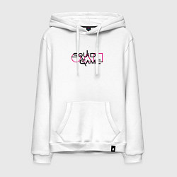 Толстовка-худи хлопковая мужская ИГРА В КАЛЬМАРА ФИГУРЫ ИГРЫ, ЛОГО, цвет: белый