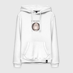 Толстовка-худи хлопковая мужская Прикольный нашкодивший кот, цвет: белый