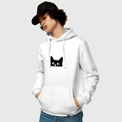 Толстовка-худи хлопковая мужская Котяра cat, цвет: белый — фото 2