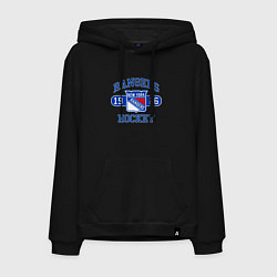 Толстовка-худи хлопковая мужская Нью Йорк Рейнджерс, New York Rangers, цвет: черный