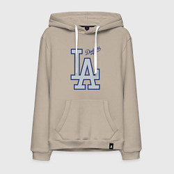 Толстовка-худи хлопковая мужская Los Angeles Dodgers - baseball team, цвет: миндальный
