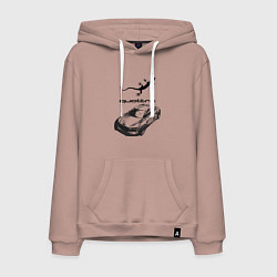 Толстовка-худи хлопковая мужская Audi Quattro 4x4 off road, цвет: пыльно-розовый
