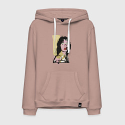 Толстовка-худи хлопковая мужская Andy Warhol - Mick Jagger pop art, цвет: пыльно-розовый