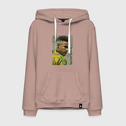 Толстовка-худи хлопковая мужская Neymar Junior - Brazil national team, цвет: пыльно-розовый