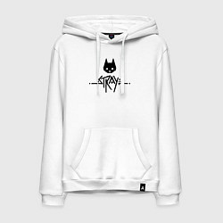 Толстовка-худи хлопковая мужская Stray: Black Logo, цвет: белый