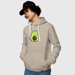 Толстовка-худи хлопковая мужская Avo cat o подмигивает, цвет: миндальный — фото 2