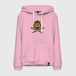 Толстовка-худи хлопковая мужская Король тигра, цвет: светло-розовый