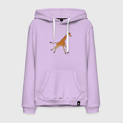Толстовка-худи хлопковая мужская Жираф бегущий, цвет: лаванда