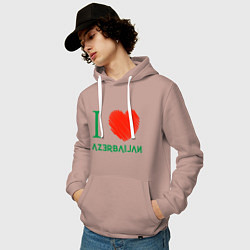 Толстовка-худи хлопковая мужская Love Azerbaijan, цвет: пыльно-розовый — фото 2