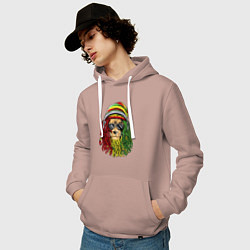 Толстовка-худи хлопковая мужская Rasta lioN, цвет: пыльно-розовый — фото 2