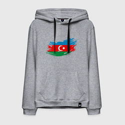Толстовка-худи хлопковая мужская Флаг - Азербайджан, цвет: меланж