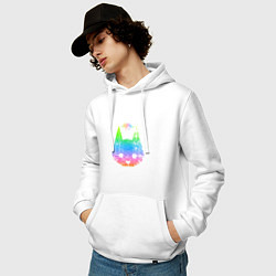 Толстовка-худи хлопковая мужская Stray: Gradient, цвет: белый — фото 2