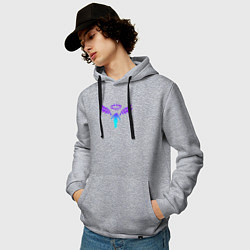 Толстовка-худи хлопковая мужская WALHALLA TEAM NEON LOGO ТОКИЙСКИЕ МСТИТЕЛИ, цвет: меланж — фото 2