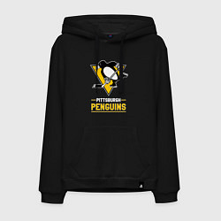 Толстовка-худи хлопковая мужская Питтсбург Пингвинз , Pittsburgh Penguins, цвет: черный