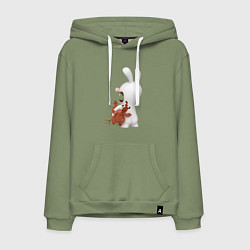 Толстовка-худи хлопковая мужская Бешеный кролик и курица, цвет: авокадо