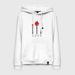 Толстовка-худи хлопковая мужская LOVE ЛЮБОВЬ, цвет: белый
