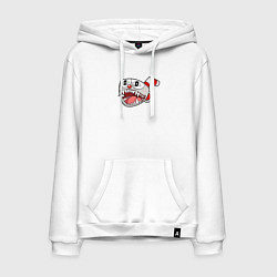 Толстовка-худи хлопковая мужская Агрессивная чашка Эмодзи Cuphead, цвет: белый