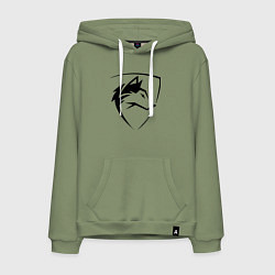 Толстовка-худи хлопковая мужская Wolf Emblem Jaw, цвет: авокадо