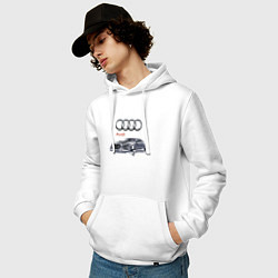 Толстовка-худи хлопковая мужская Audi Germany Car, цвет: белый — фото 2