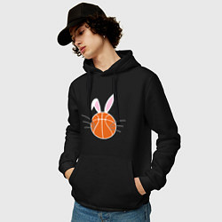 Толстовка-худи хлопковая мужская Basketball Bunny, цвет: черный — фото 2