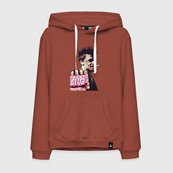 Толстовка-худи хлопковая мужская Club Fight, цвет: кирпичный