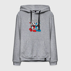 Толстовка-худи хлопковая мужская Cuphead Чашечки, цвет: меланж