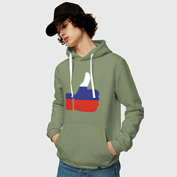 Толстовка-худи хлопковая мужская Like Russia, цвет: авокадо — фото 2