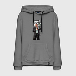 Толстовка-худи хлопковая мужская GTA Man reload, цвет: серый