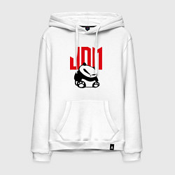 Толстовка-худи хлопковая мужская JDM Panda Japan Симпатяга, цвет: белый