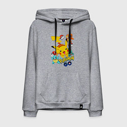 Толстовка-худи хлопковая мужская ПОКЕМОНЫ POKEMON, цвет: меланж