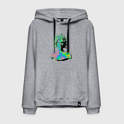 Толстовка-худи хлопковая мужская Gorgon Medusa Vaporwave Neon, цвет: меланж