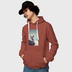 Толстовка-худи хлопковая мужская Snipes at the Shore, цвет: кирпичный — фото 2