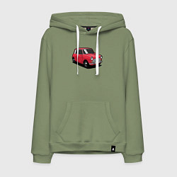 Толстовка-худи хлопковая мужская Маленькая красная машина, цвет: авокадо