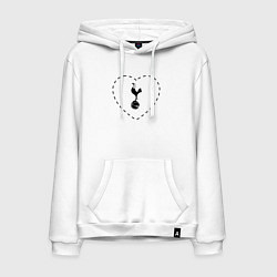 Толстовка-худи хлопковая мужская Лого Tottenham в сердечке, цвет: белый