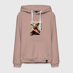 Толстовка-худи хлопковая мужская Kazuha геншин, цвет: пыльно-розовый