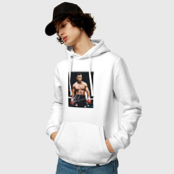 Толстовка-худи хлопковая мужская Майк Тайсон Фото с авторгафом Mike Tyson, цвет: белый — фото 2