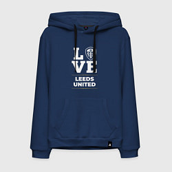 Толстовка-худи хлопковая мужская Leeds United Love Classic, цвет: тёмно-синий