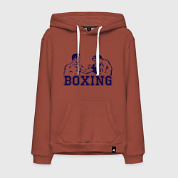Толстовка-худи хлопковая мужская Бокс Boxing is cool, цвет: кирпичный