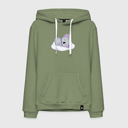 Толстовка-худи хлопковая мужская Милая Коала Спит На Облачке, цвет: авокадо