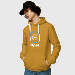 Толстовка-худи хлопковая мужская Opel в стиле Top Gear, цвет: горчичный — фото 2