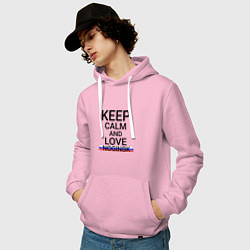 Толстовка-худи хлопковая мужская Keep calm Noginsk Ногинск, цвет: светло-розовый — фото 2