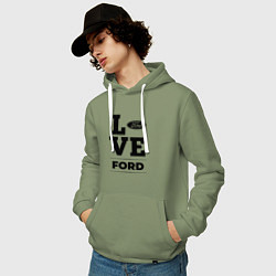 Толстовка-худи хлопковая мужская Ford Love Classic, цвет: авокадо — фото 2
