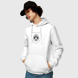 Толстовка-худи хлопковая мужская Лого Borussia в сердечке, цвет: белый — фото 2