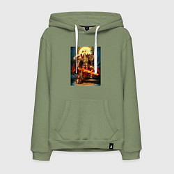 Толстовка-худи хлопковая мужская Император человечества, цвет: авокадо