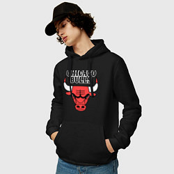 Толстовка-худи хлопковая мужская Chicago Bulls цвета черный — фото 2
